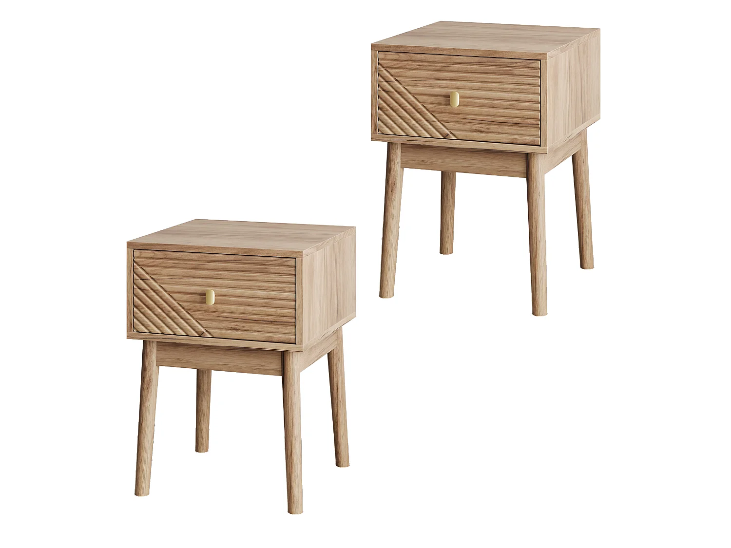 Set van 2 nachtkastjes 40x40x55 cm met 2 lades – Houtafwerking