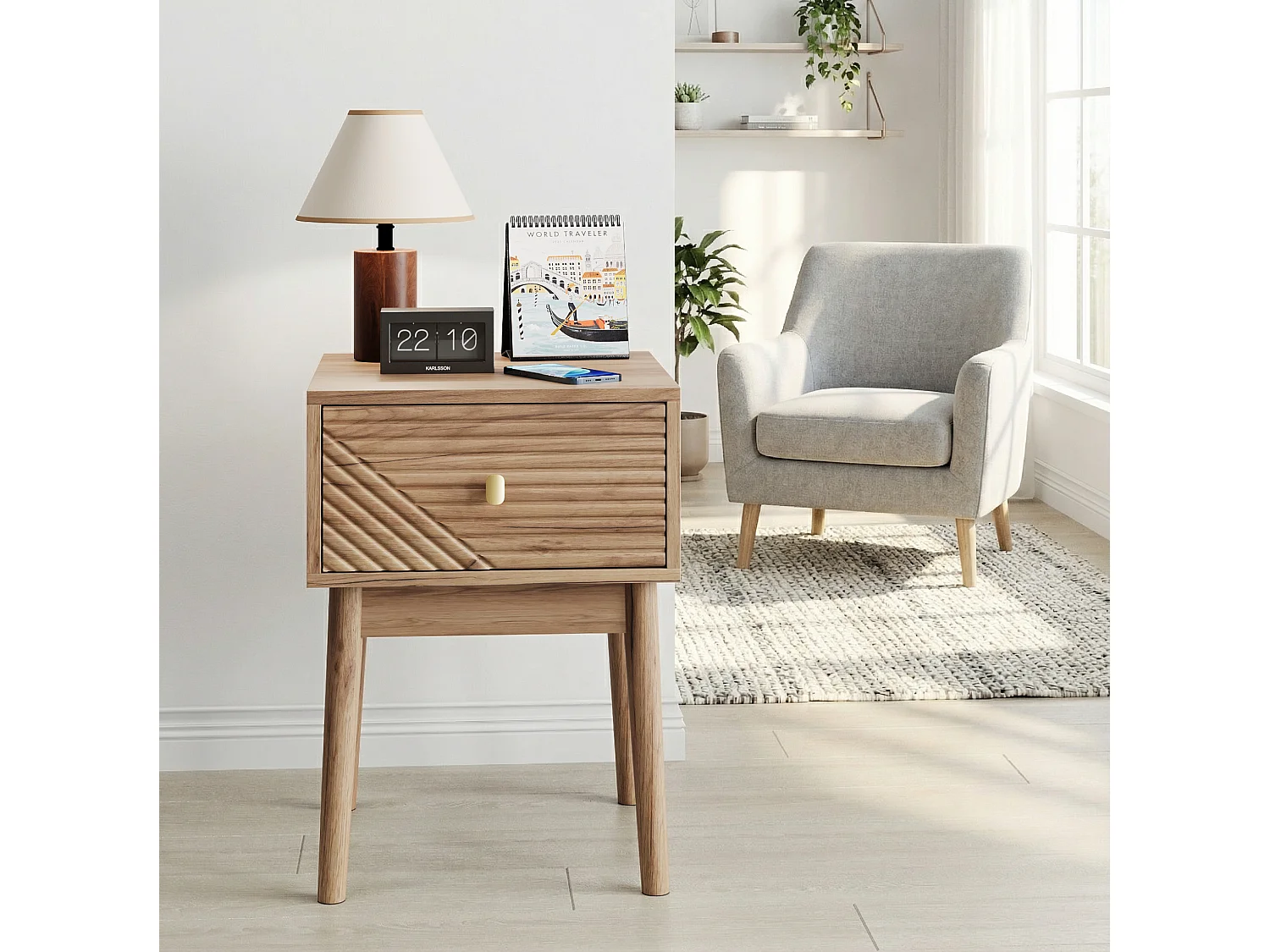 Set van 2 nachtkastjes 40x40x55 cm met 2 lades – Houtafwerking