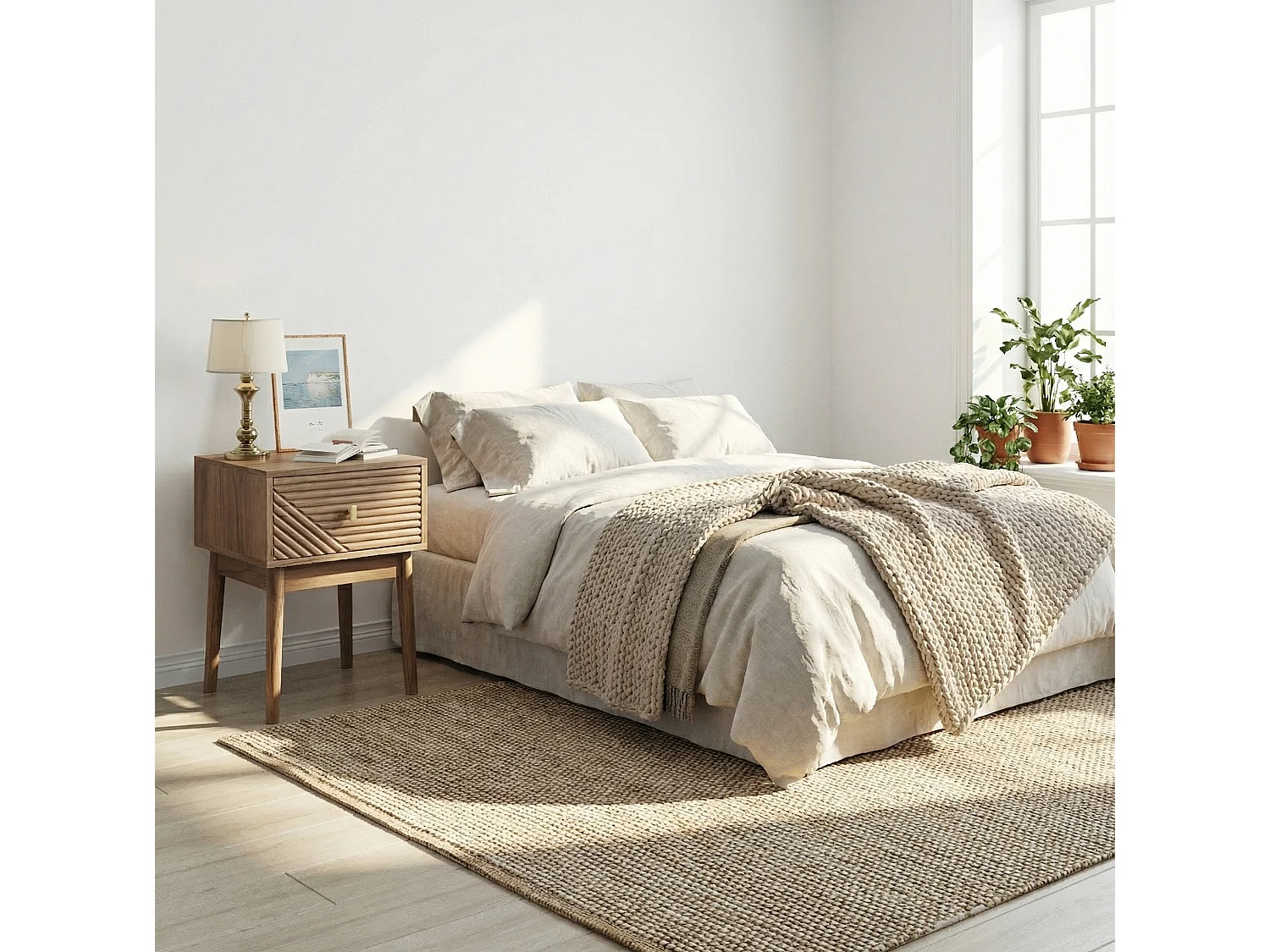 Set van 2 nachtkastjes 40x40x55 cm met 2 lades – Houtafwerking