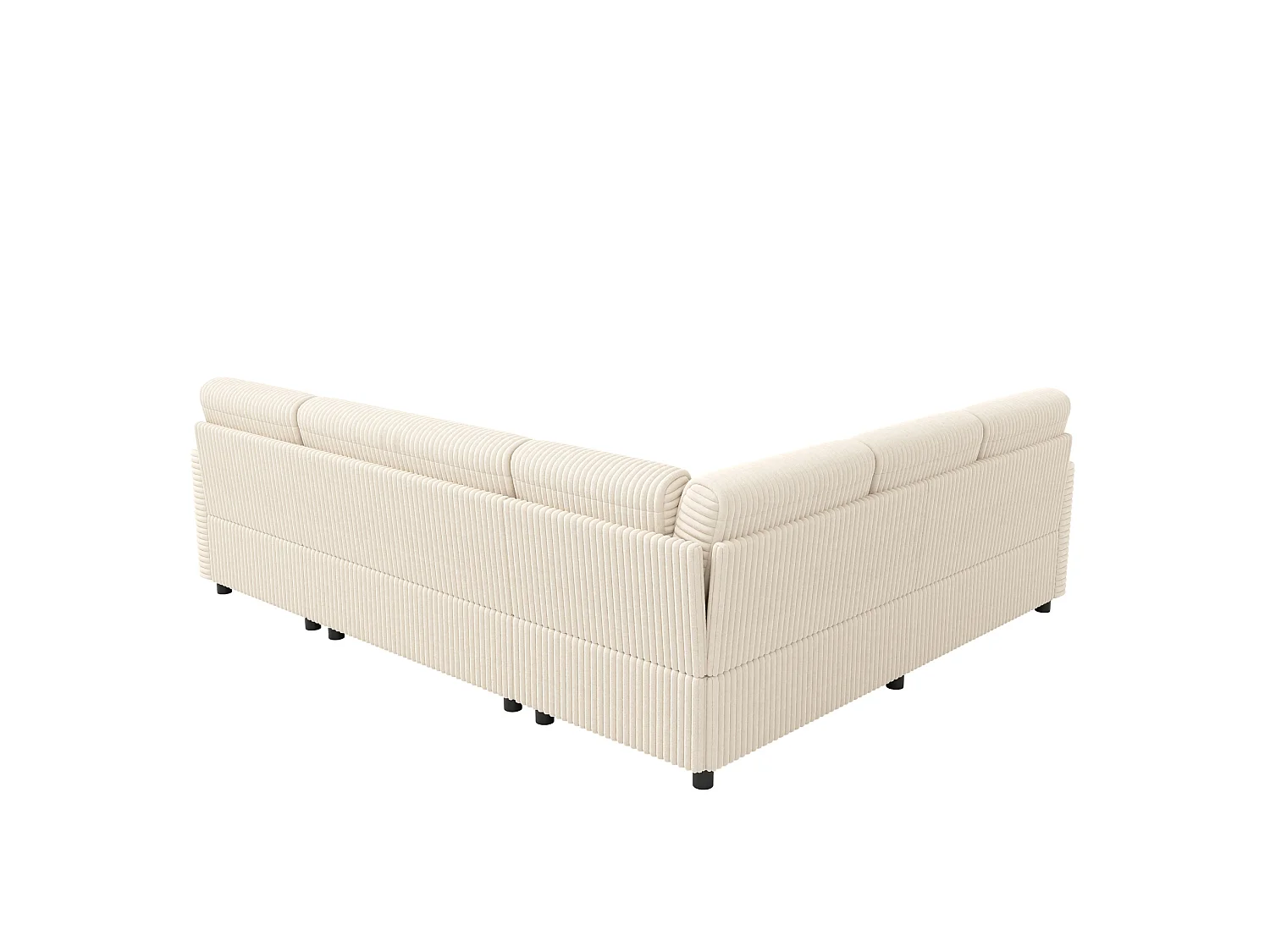 5-zits hoekbank van corduroy, ombouwbaar tot slaapbank, met opbergruimte - Beige