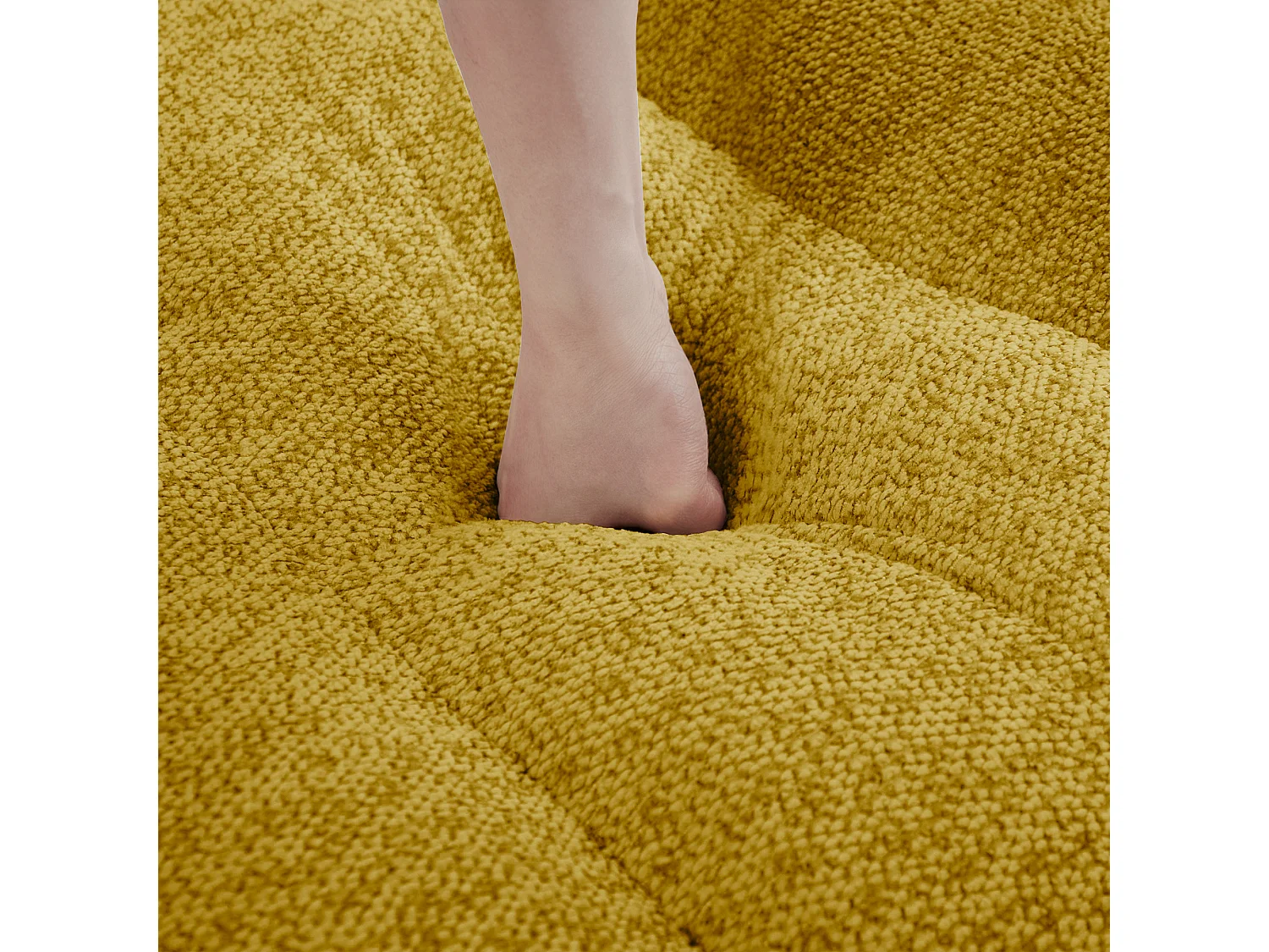 Canapé modulable 2 places jaune, style nuage, tissu bouclé, sans montage, salon