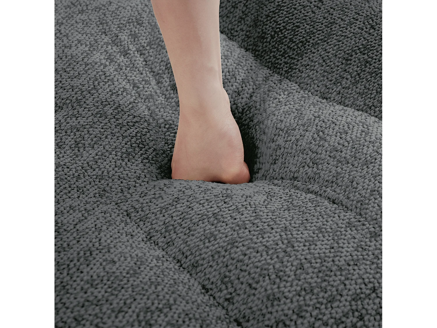 Canapé modulable 2 places gris, style nuage, tissu bouclé, sans montage, salon