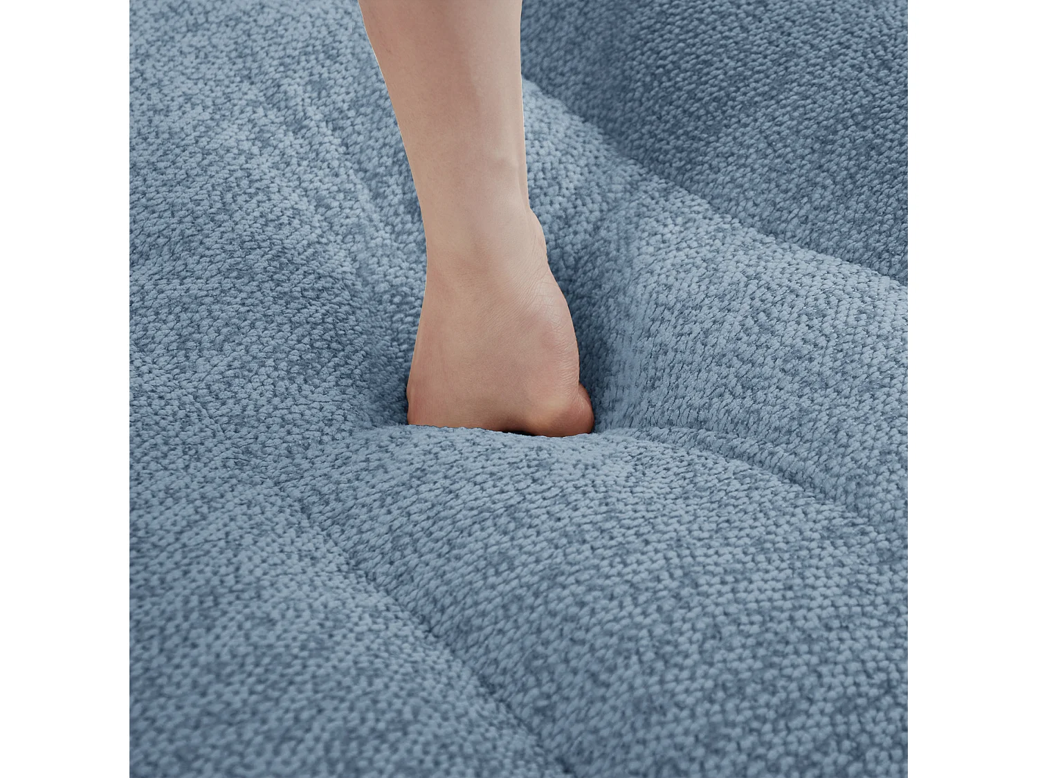 Canapé modulable 2 places bleu, style nuage, tissu bouclé, sans montage, salon