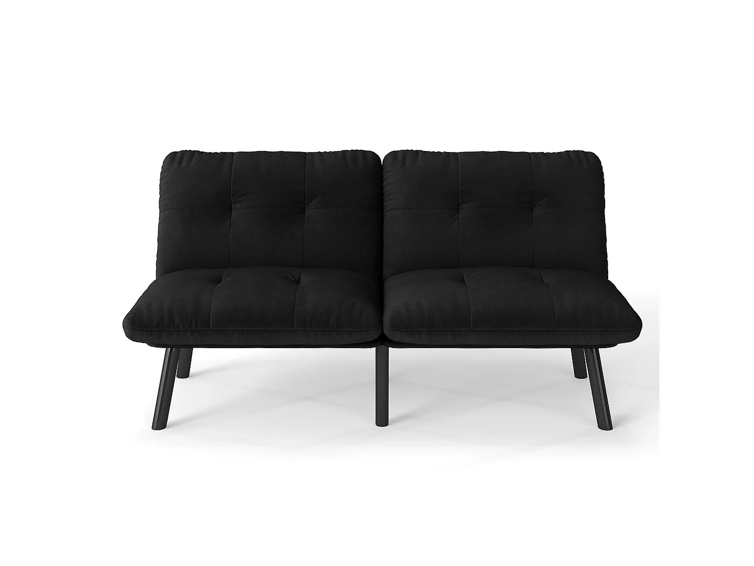 Canapé convertible 2 places noir, sans accoudoirs, futon pliable, lit d'appoint, velours