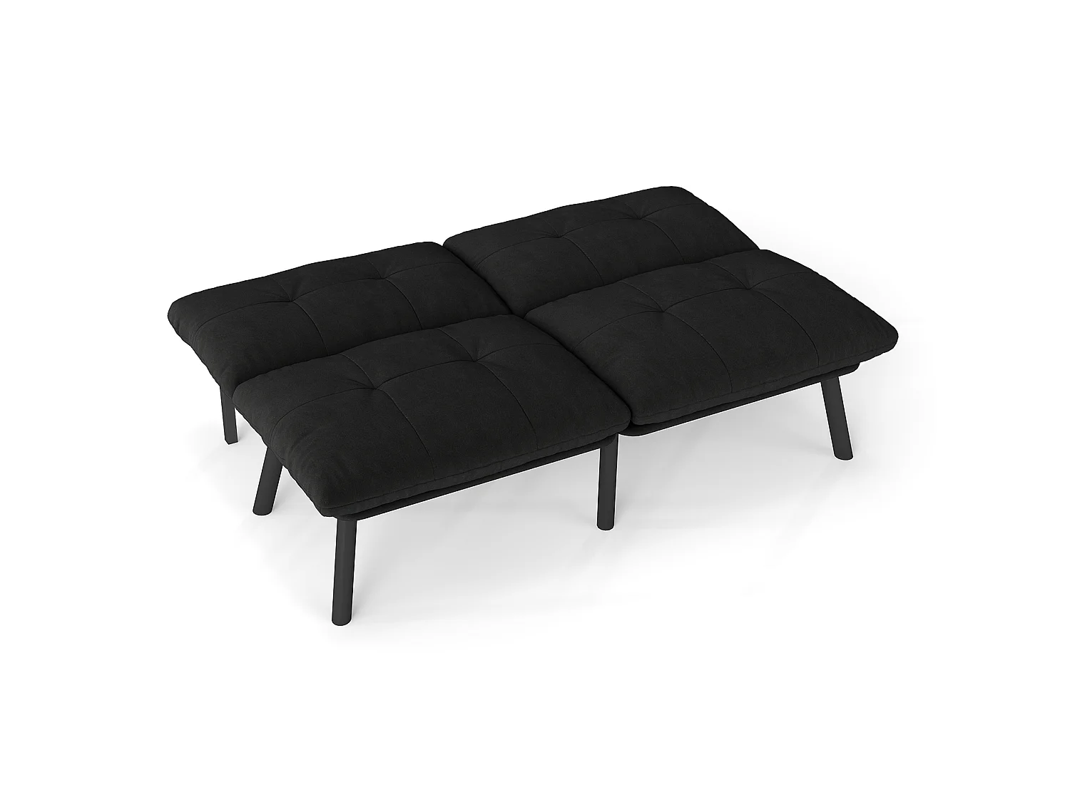 Canapé convertible 2 places noir, sans accoudoirs, futon pliable, lit d'appoint, velours