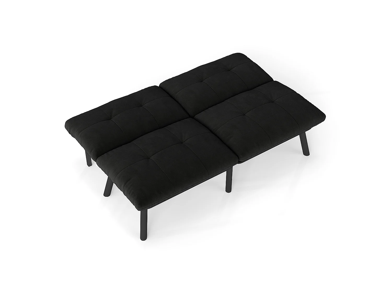 Canapé convertible 2 places noir, sans accoudoirs, futon pliable, lit d'appoint, velours