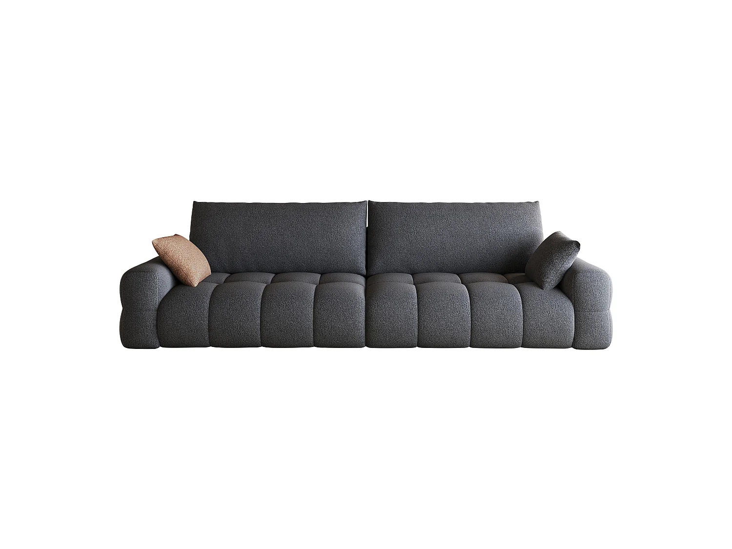 Modulaire stoffen 4-zitsbank, 260 cm, met diepe zitting – Donkergrijs