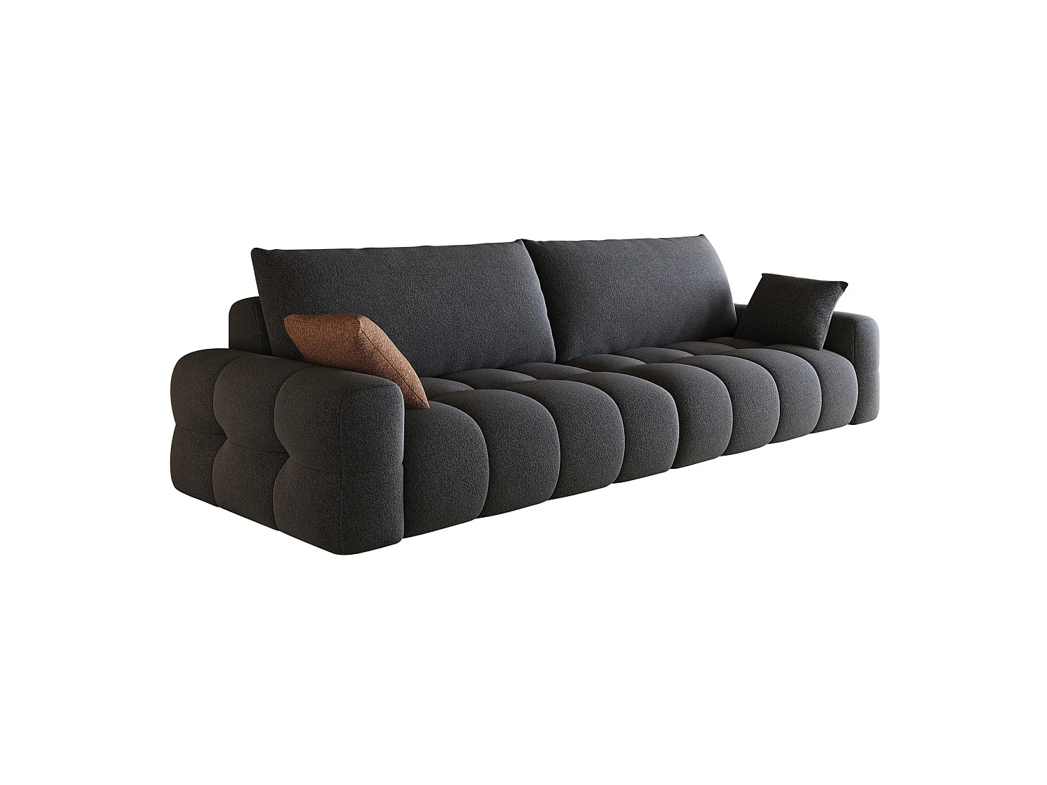Modulaire stoffen 4-zitsbank, 260 cm, met diepe zitting – Donkergrijs