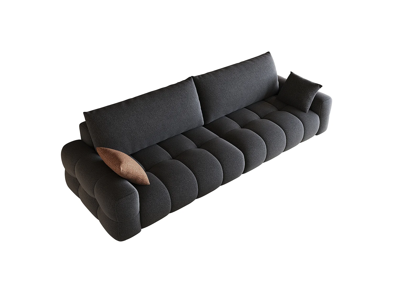 Modulaire stoffen 4-zitsbank, 260 cm, met diepe zitting – Donkergrijs