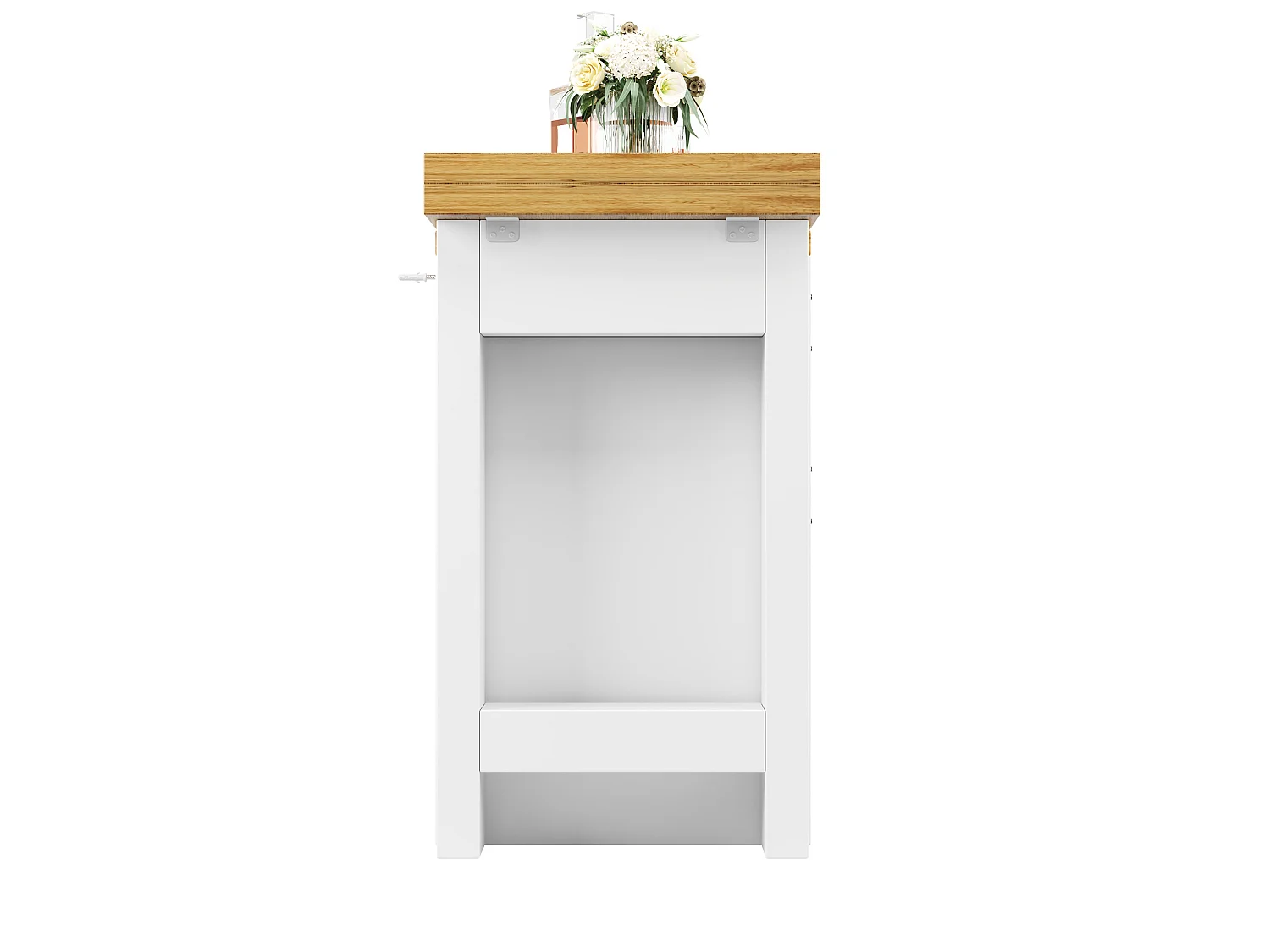 Isola cucina allungabile e girevole a 360° (120–197 cm) con cassetti e 2 ante – Bianco