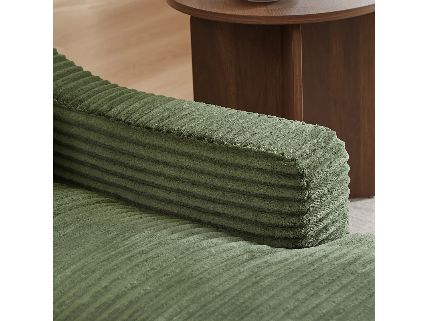 Méridienne convertible 160x100x85 cm en velours côtelé vert - Sans montage