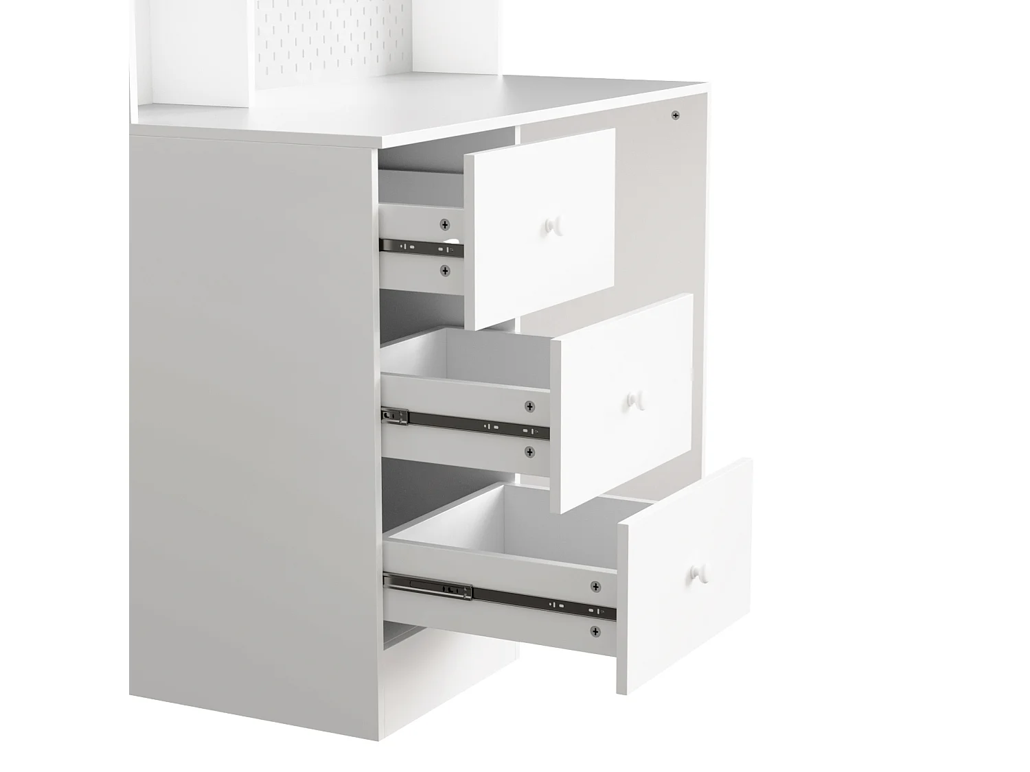 Escritorio multifuncional con 3 cajones y 2 puertas - Para oficina o dormitorio - Blanco