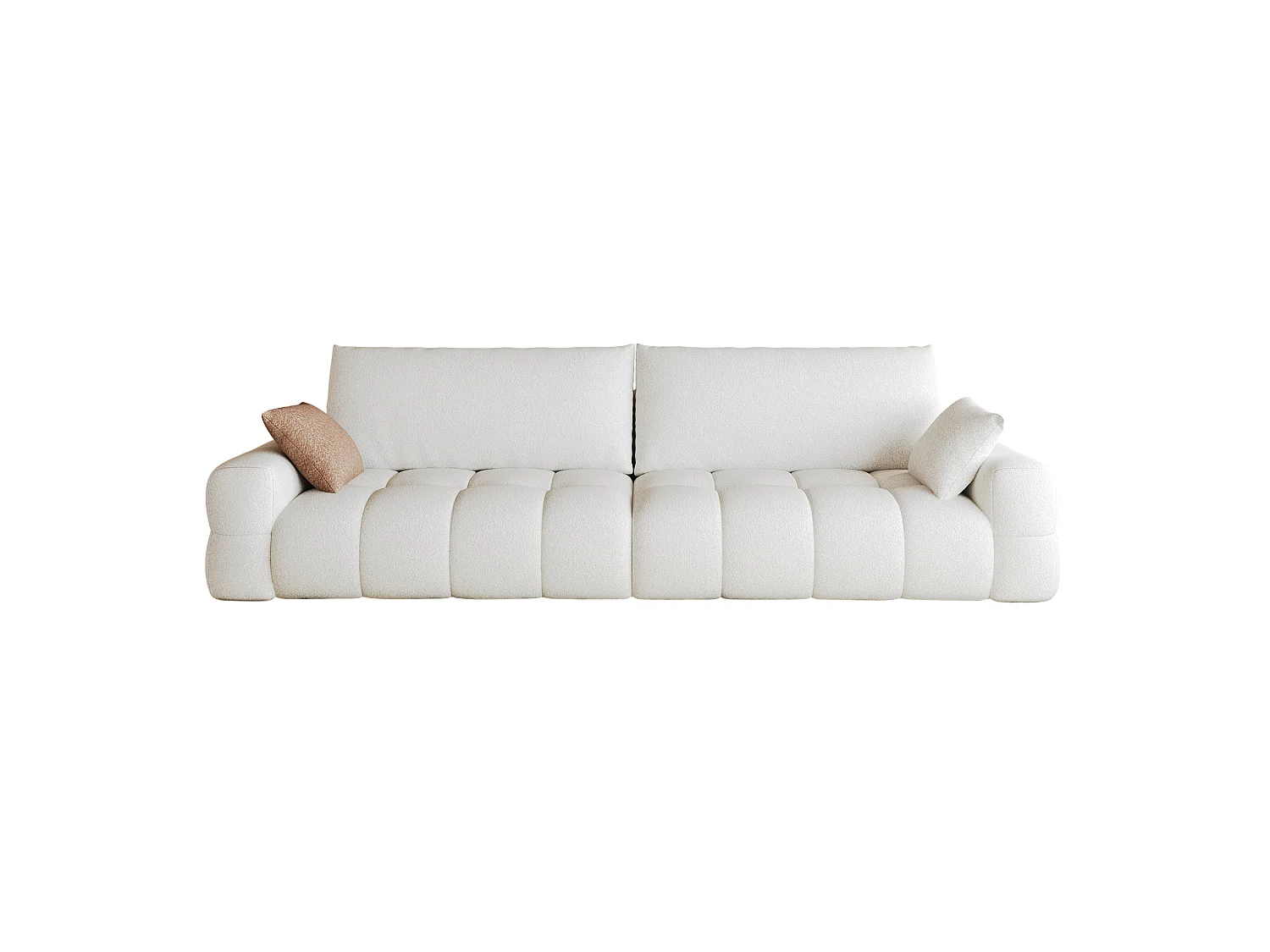 Modulaire stoffen 4-zitsbank, 260 cm, met diepe zitting – Crèmewit