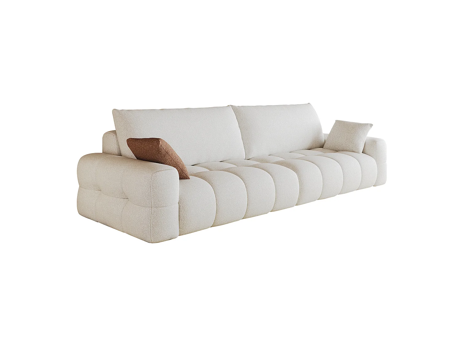 Modulaire stoffen 4-zitsbank, 260 cm, met diepe zitting – Crèmewit