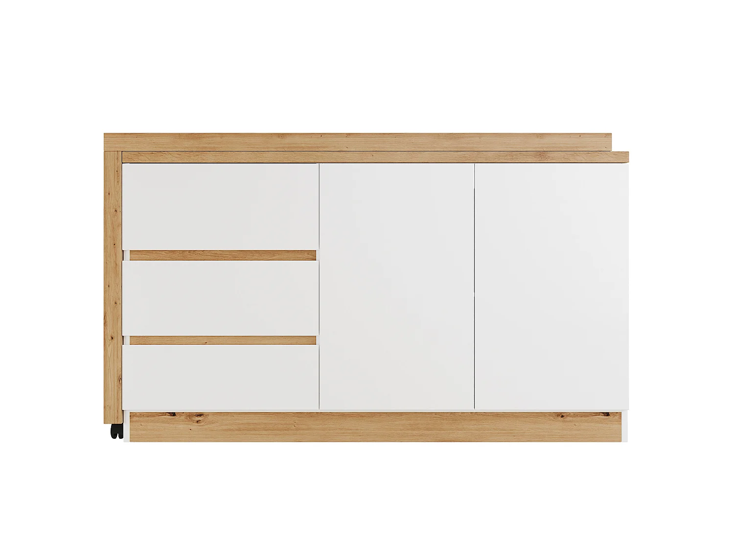 Bureau d’angle pliant avec 3 tiroirs et rangement - Blanc et bois