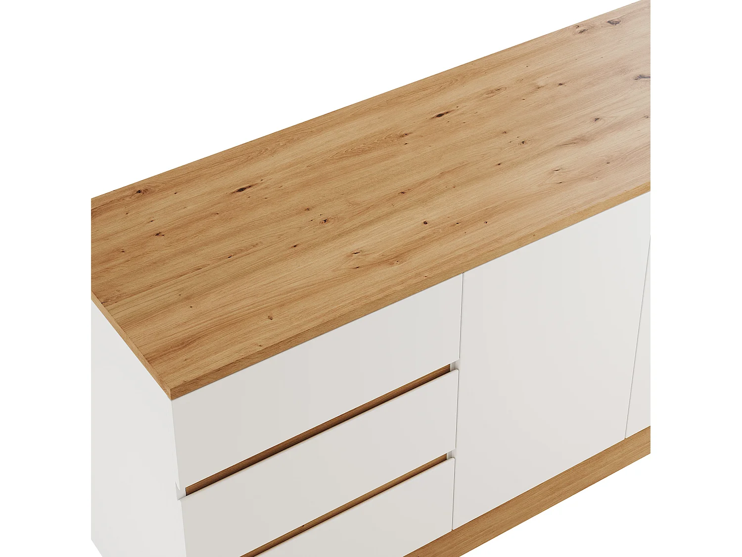 Bureau d’angle pliant avec 3 tiroirs et rangement - Blanc et bois