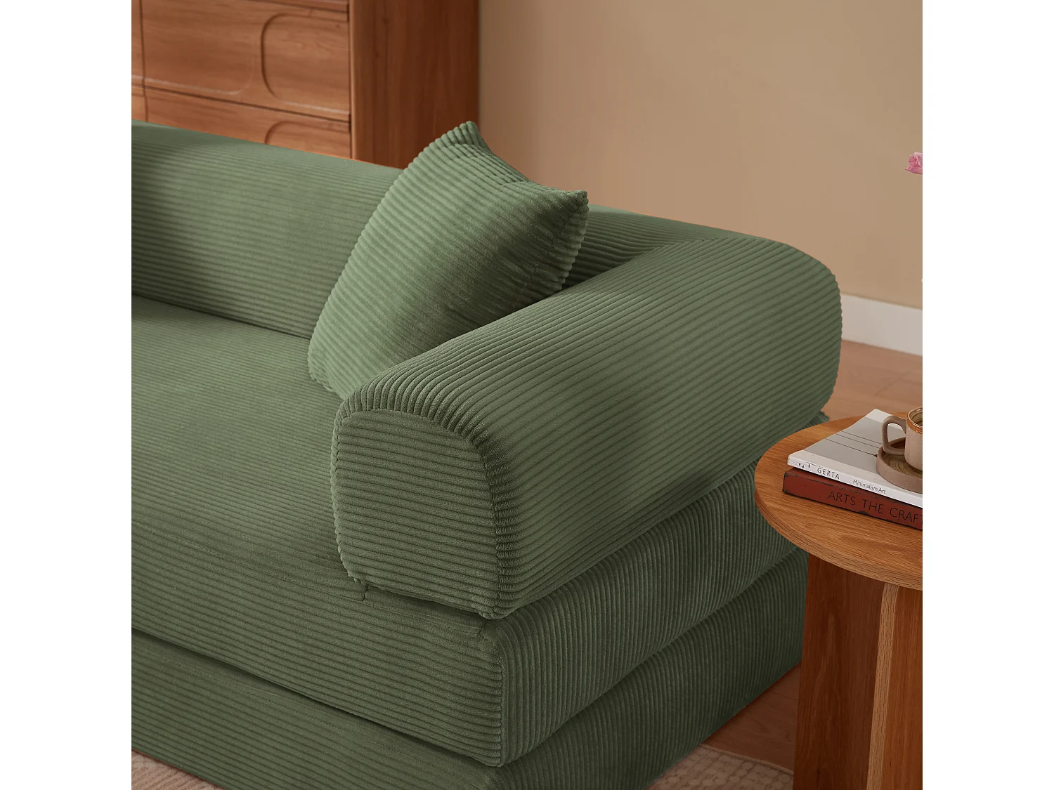 Canapé convertible 2 places 195 cm en tissu vert - Sans montage