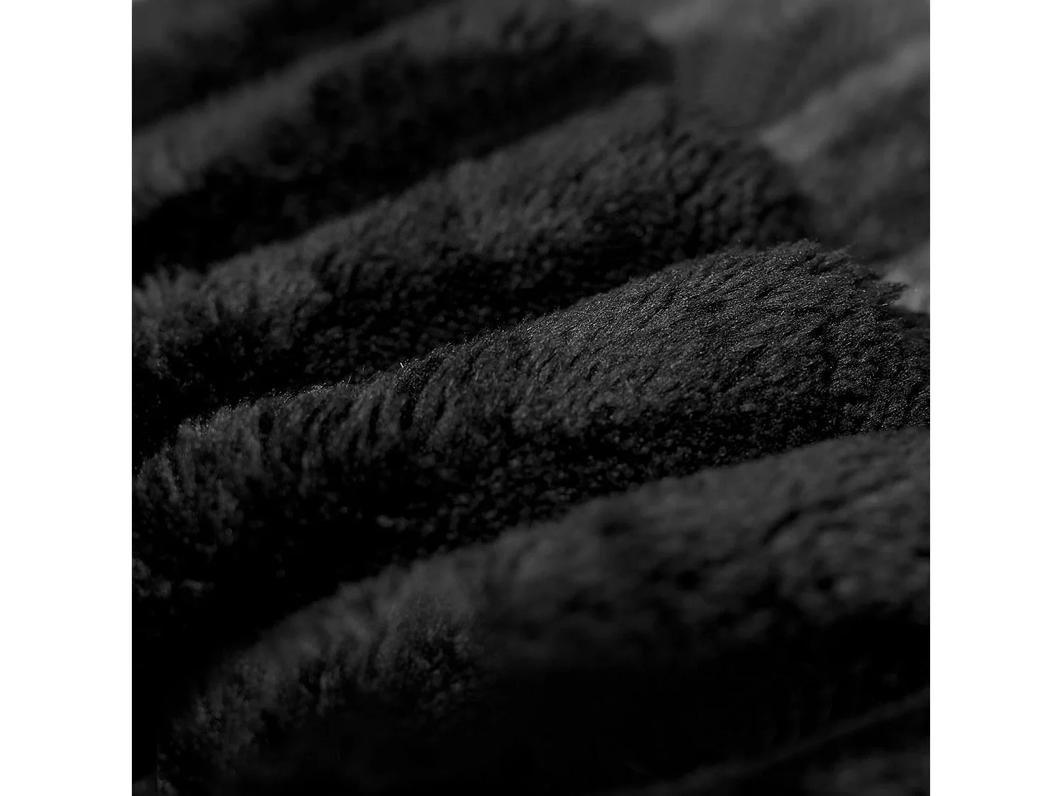 Canapé modulable 4 places en velours côtelé avec pouf et Méridienne à droite - Noir