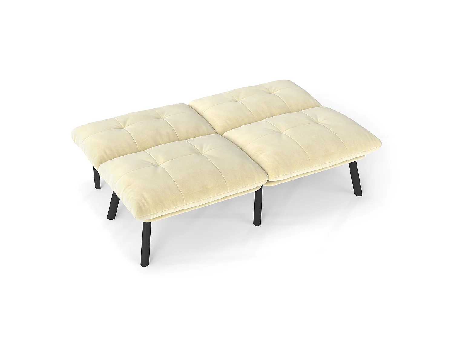 Canapé convertible 2 places crème, sans accoudoirs, futon pliable, lit d'appoint, velours