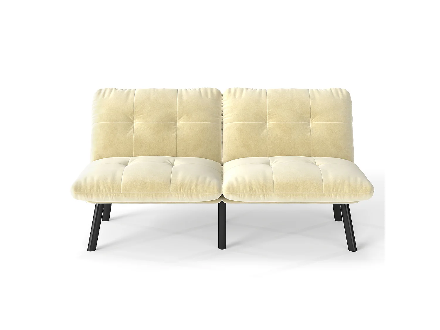 Canapé convertible 2 places crème, sans accoudoirs, futon pliable, lit d'appoint, velours