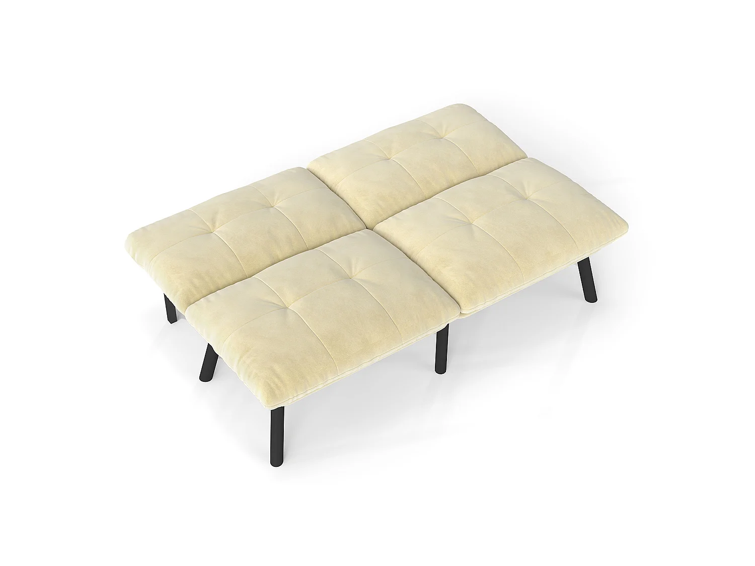 Canapé convertible 2 places crème, sans accoudoirs, futon pliable, lit d'appoint, velours