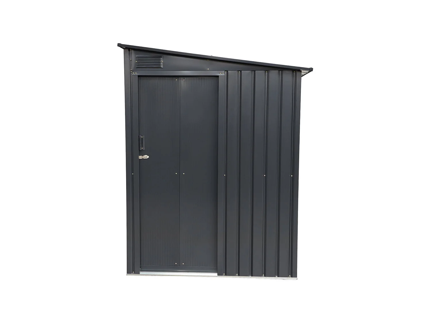 Abri de jardin adossable acier galvanisé 2.91m² avec porte coulissante et kit d'ancrage anthracite - Bray
