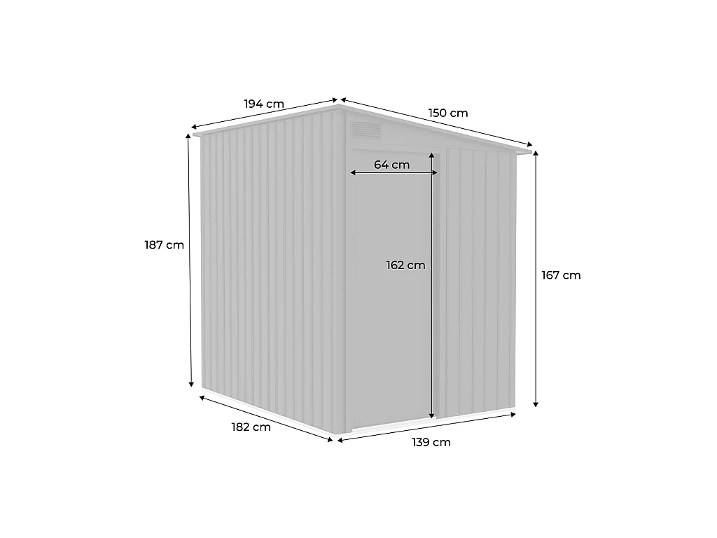 Abri de jardin adossable acier galvanisé 2.91m² avec porte coulissante et kit d'ancrage anthracite - Bray