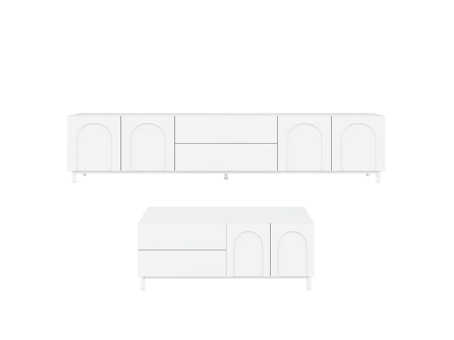 Ensemble meuble TV et table basse blanc - Bois en MDF et PB