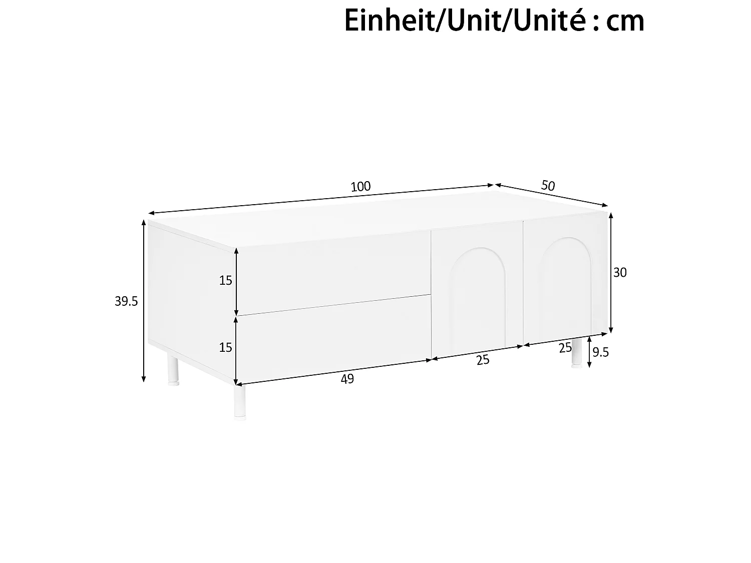 Ensemble meuble TV et table basse blanc - Bois en MDF et PB