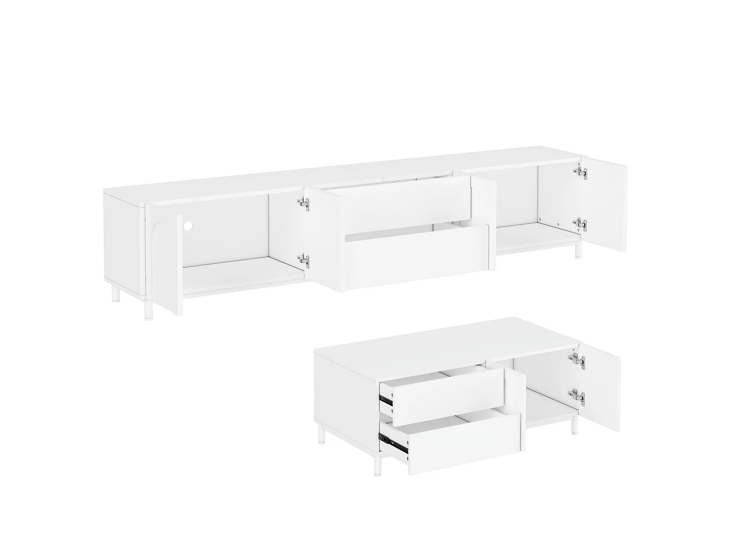 Ensemble meuble TV et table basse blanc - Bois en MDF et PB