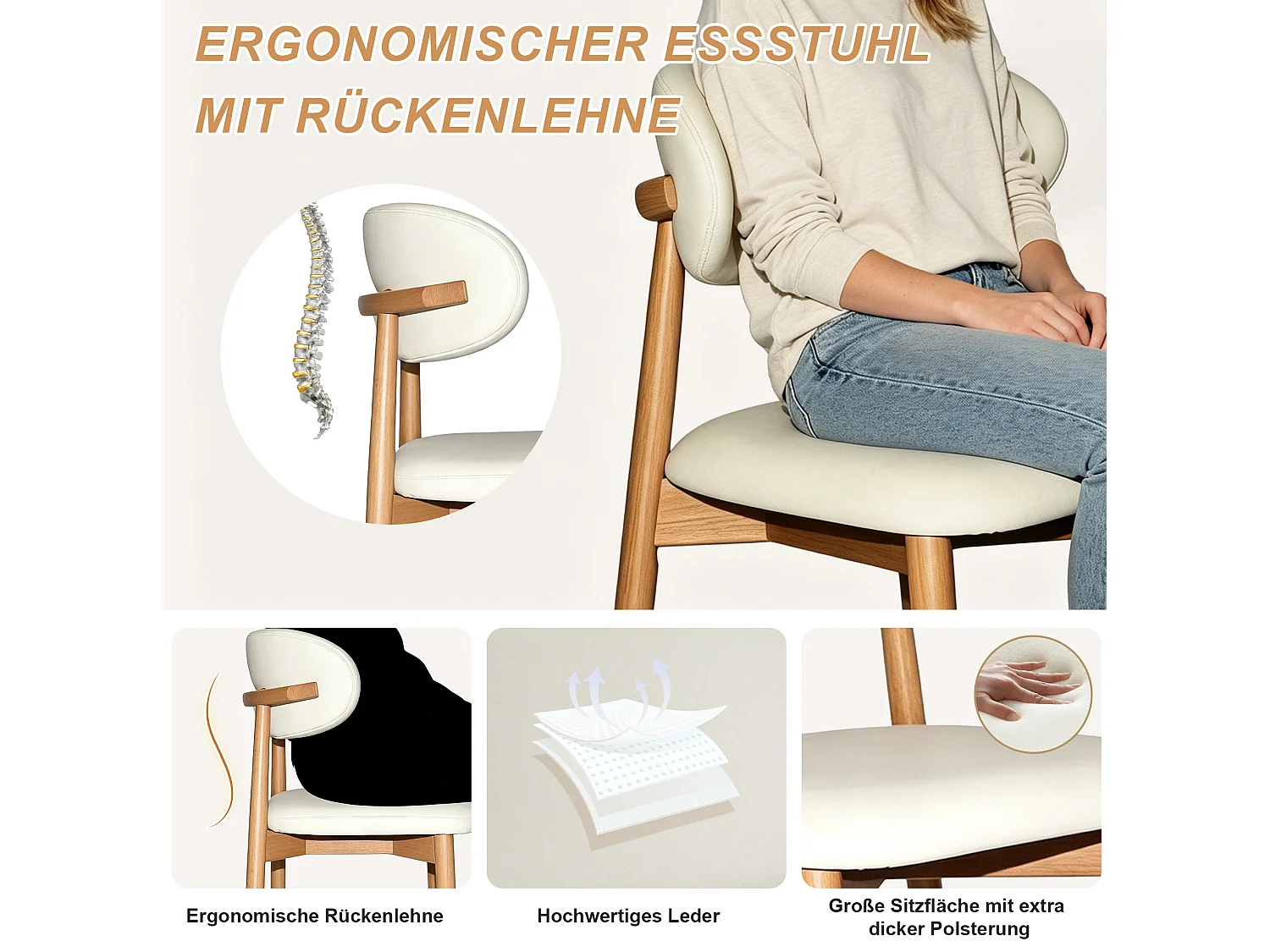 Ensemble table rond 120 cm + 4 chaises - Plateau en MDF - Naturel clair