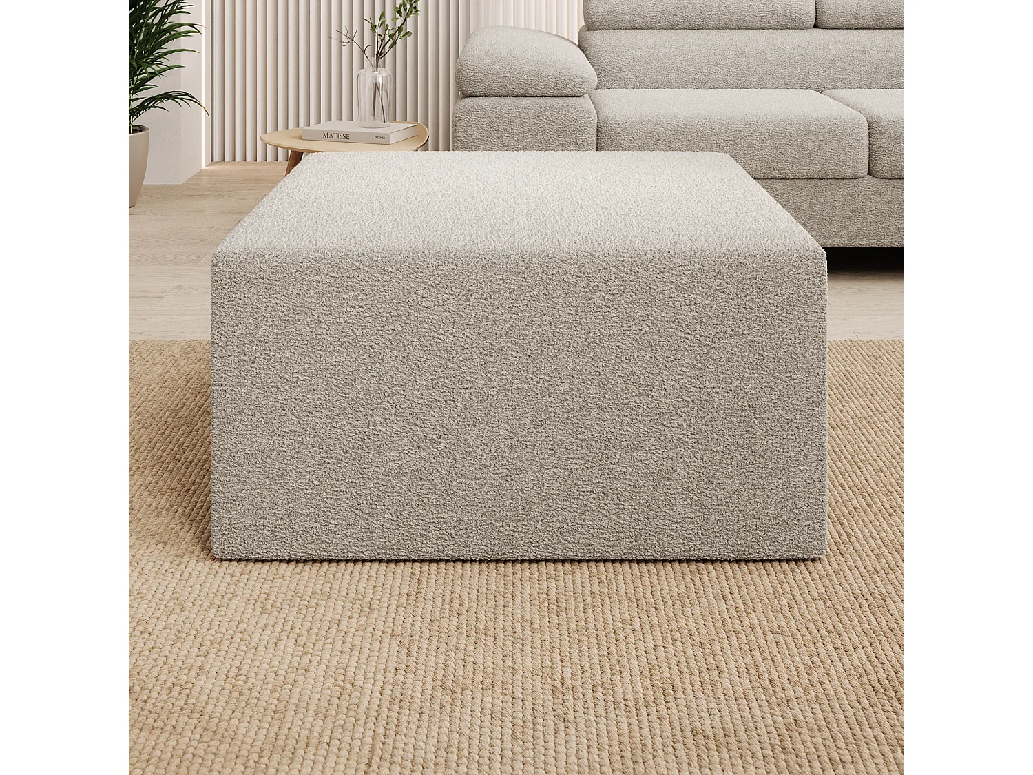 Pouf Carré XL Soren Bouclette Beige