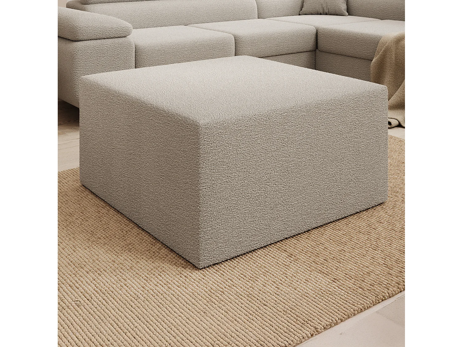 Pouf Carré XL Soren Bouclette Beige