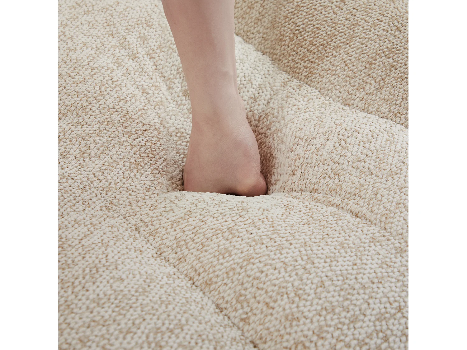 Canapé modulable 2 places beige, style nuage, tissu bouclé, sans montage, salon