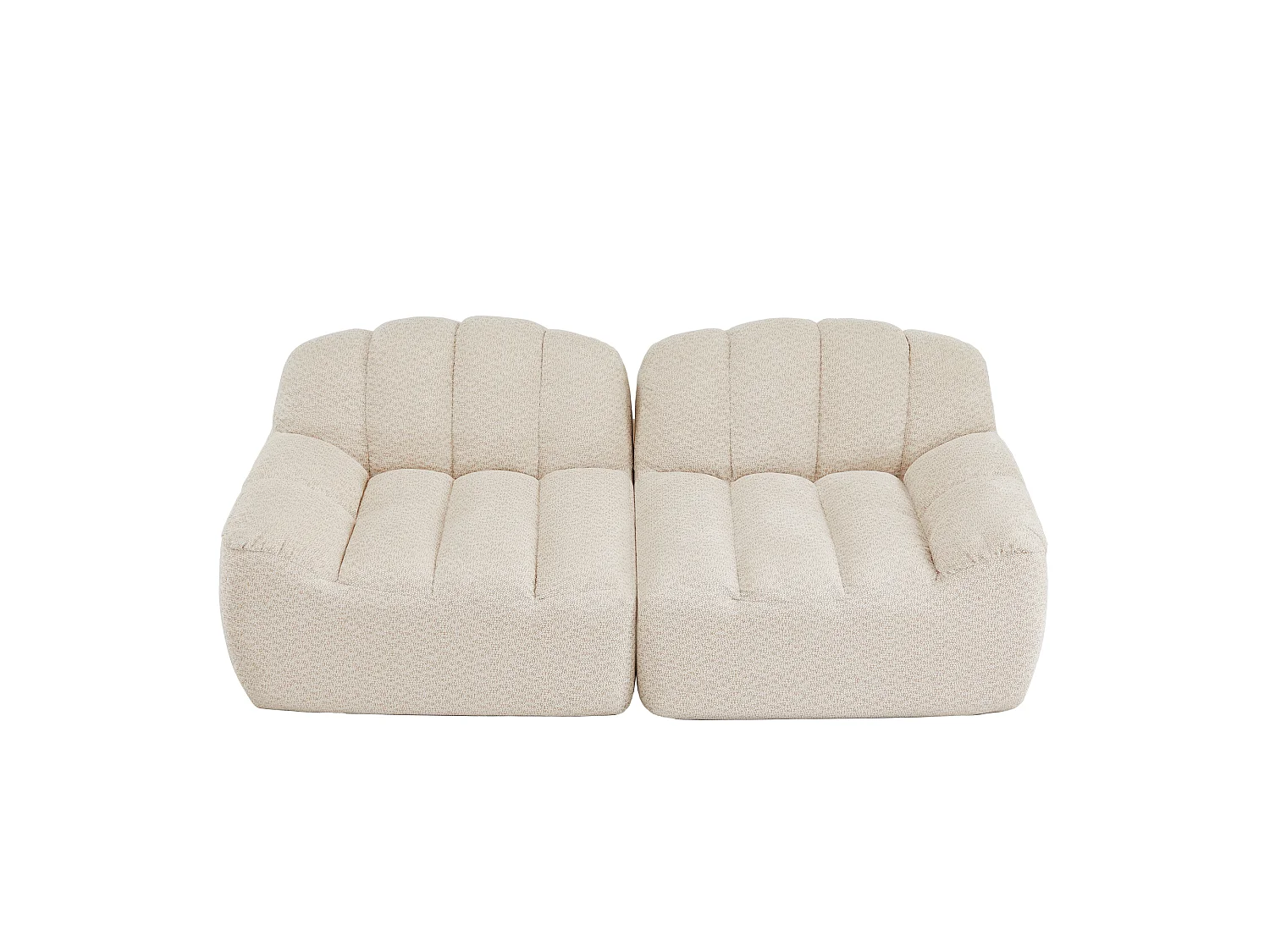 Canapé modulable 2 places beige, style nuage, tissu bouclé, sans montage, salon