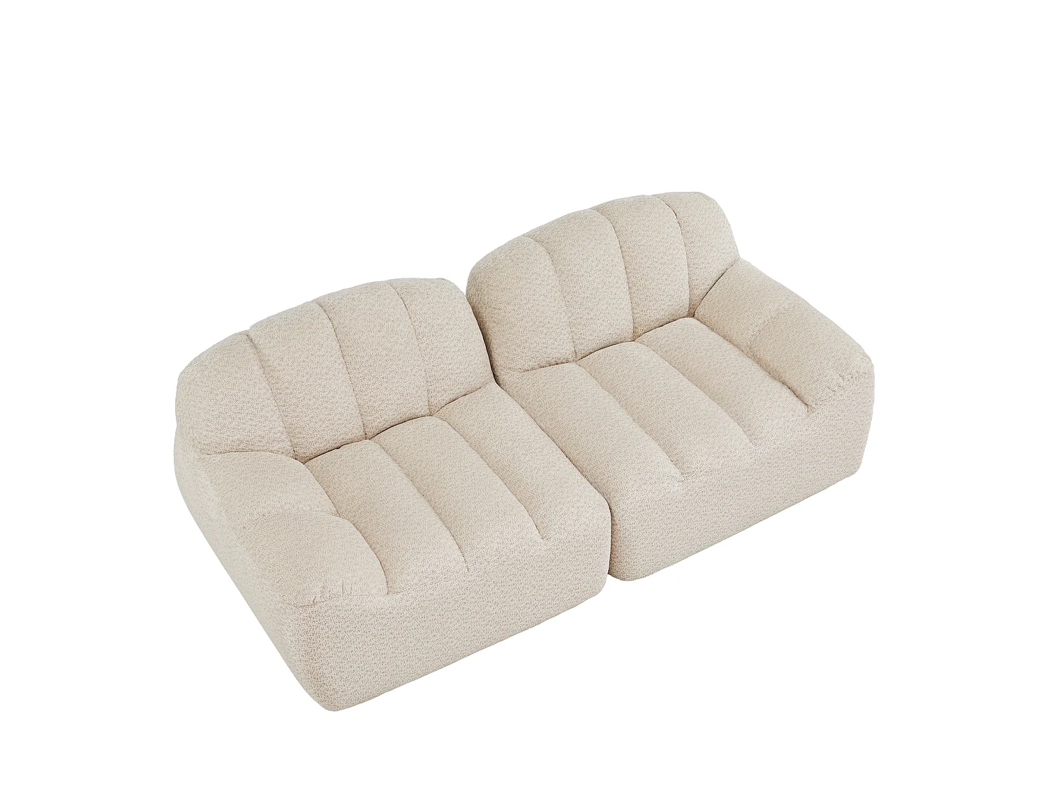 Canapé modulable 2 places beige, style nuage, tissu bouclé, sans montage, salon