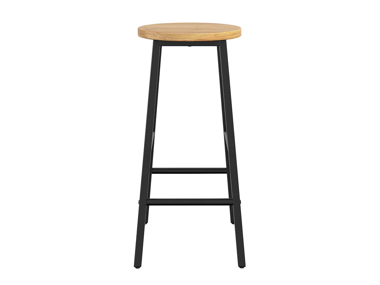 Ensemble îlot central de cuisine + 2 tabourets - Noir et naturel