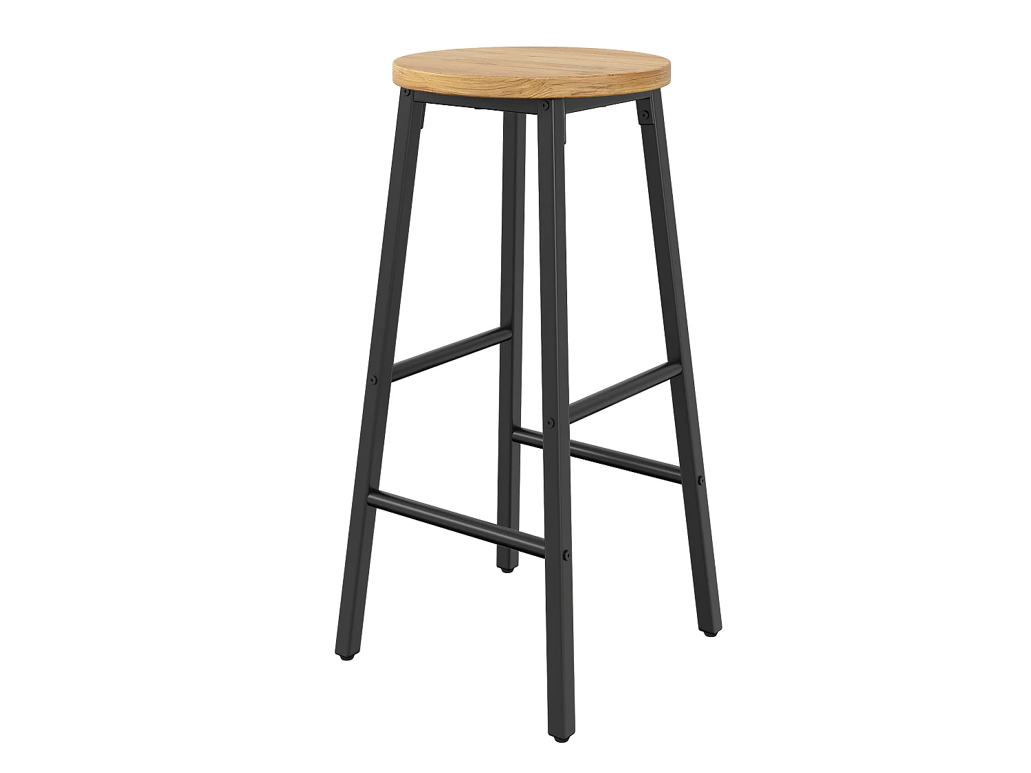 Ensemble îlot central de cuisine + 2 tabourets - Noir et naturel