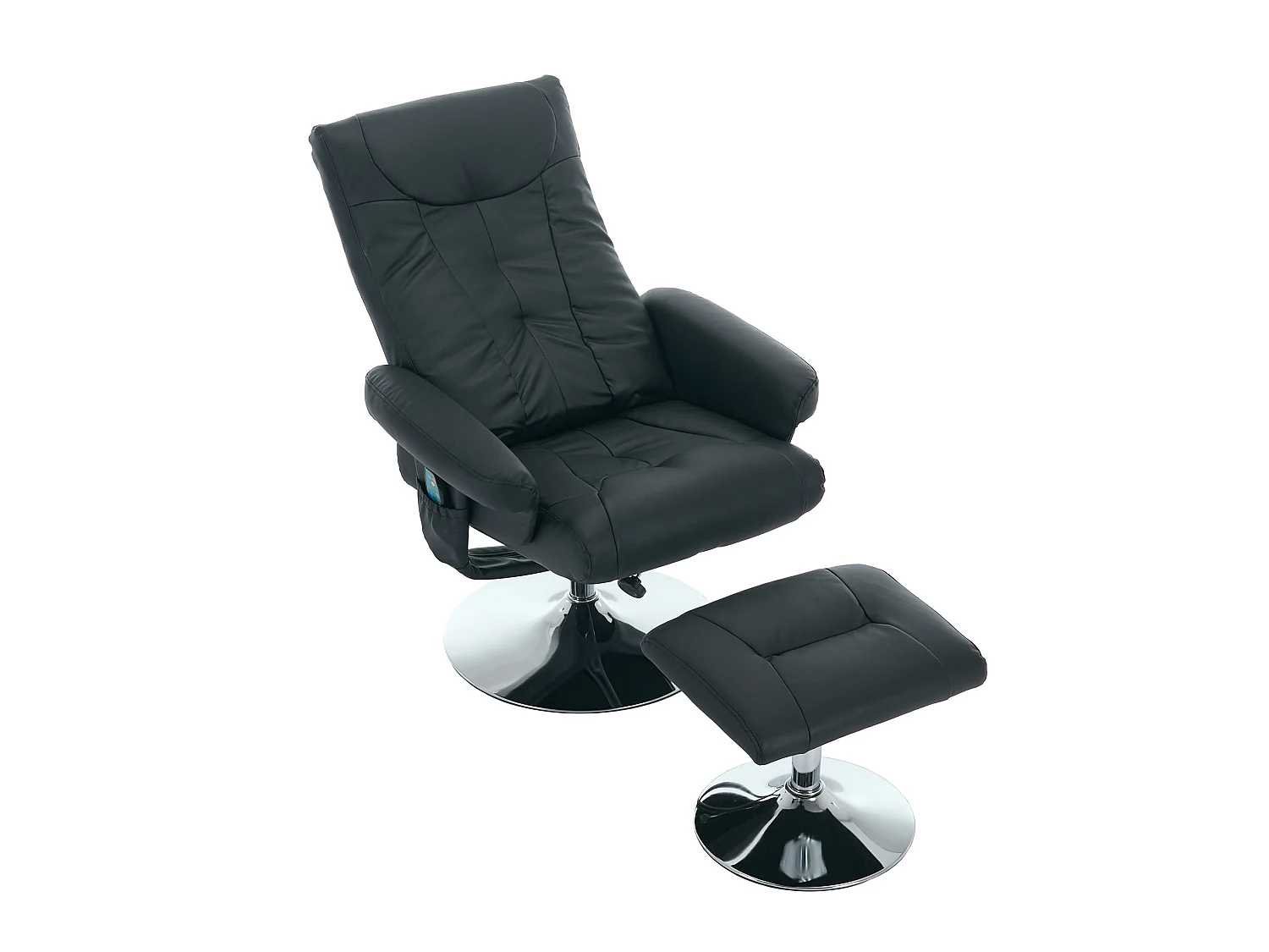 360° draaibare relaxfauteuil van PU-leer met massage- en verwarmingsfunctie - Zwart