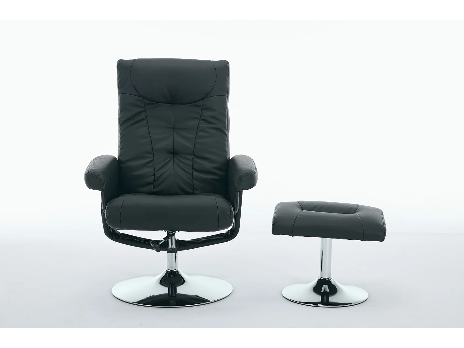 360° draaibare relaxfauteuil van PU-leer met massage- en verwarmingsfunctie - Zwart