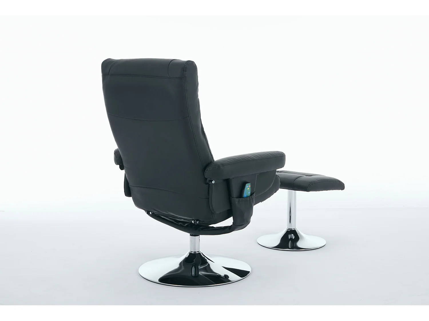 360° draaibare relaxfauteuil van PU-leer met massage- en verwarmingsfunctie - Zwart
