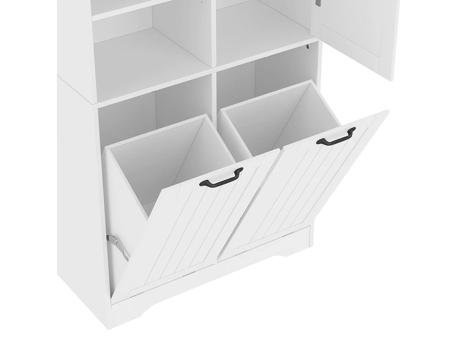 Armario alto de baño de 78x35x172,7 cm con 2 cestas para la ropa y puerta - Blanco