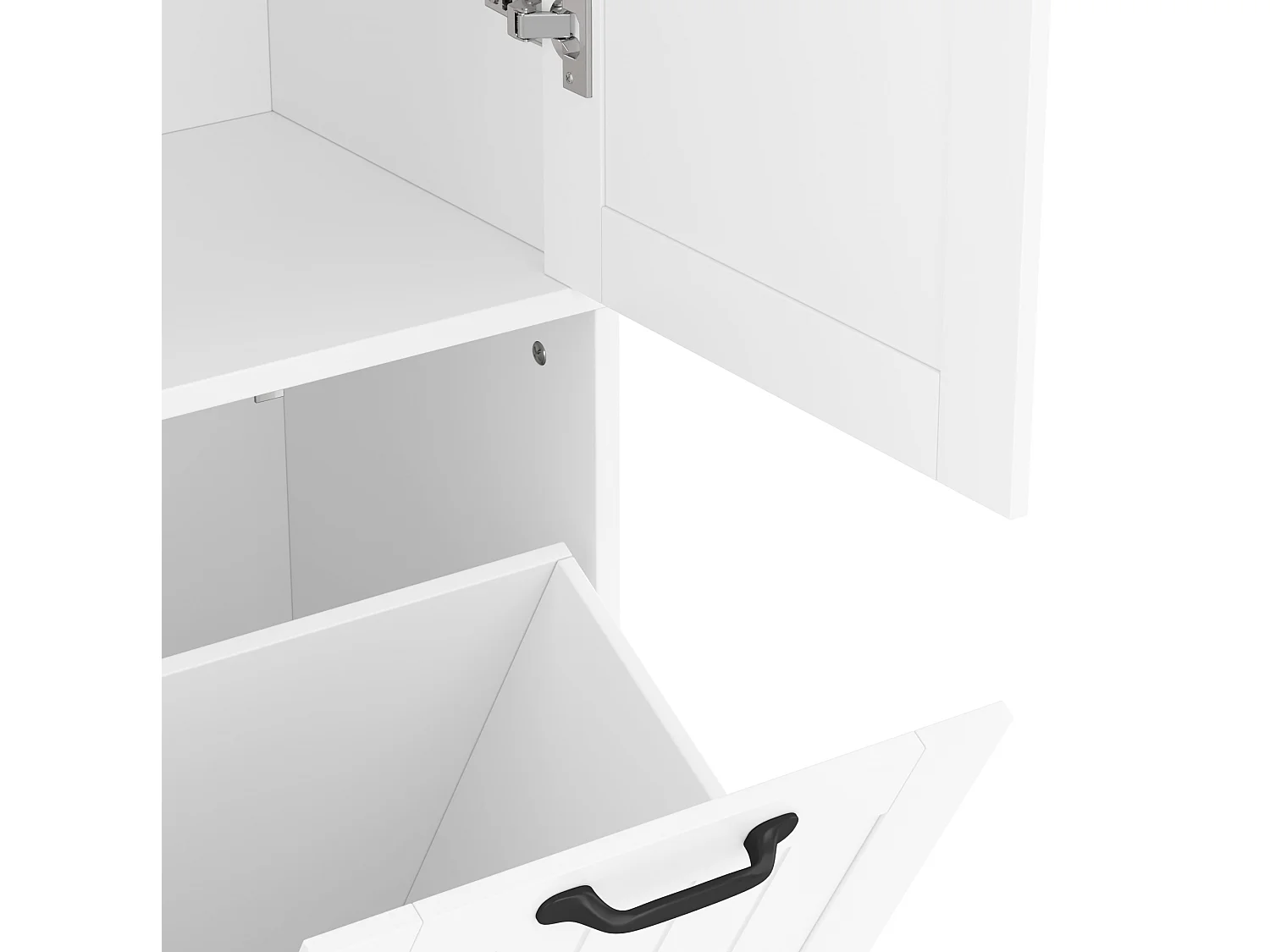 Armario alto de baño de 78x35x172,7 cm con 2 cestas para la ropa y puerta - Blanco