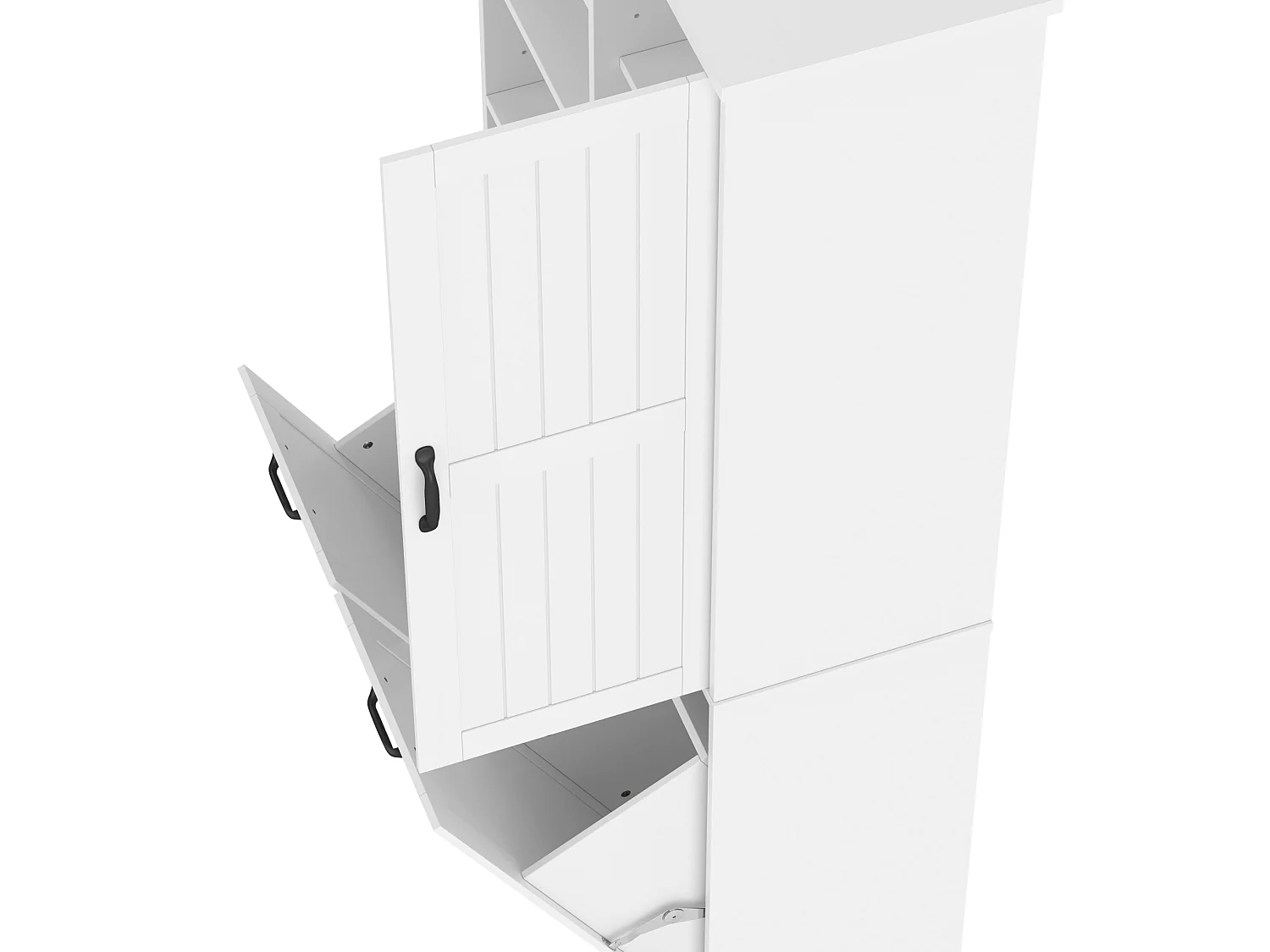 Armario alto de baño de 78x35x172,7 cm con 2 cestas para la ropa y puerta - Blanco