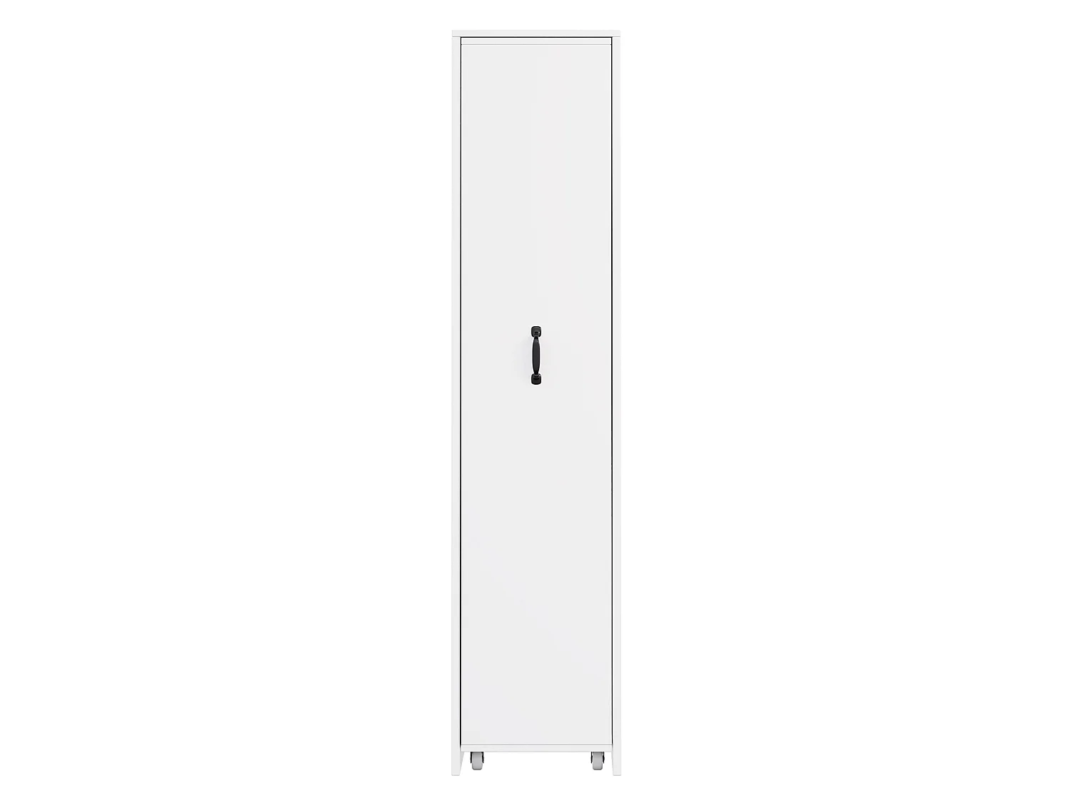Bibliothèque étroite 40 x 30 x 160.5 cm avec roulettes et rangement – ​​Blanc