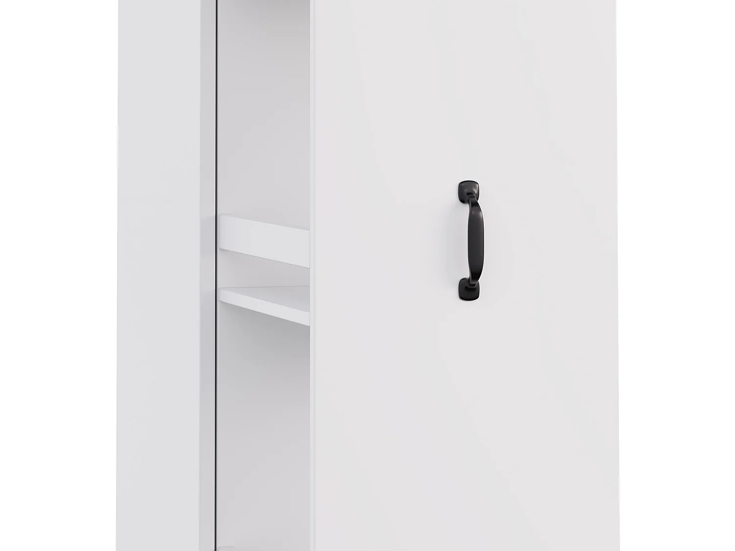 Bibliothèque étroite 40 x 30 x 160.5 cm avec roulettes et rangement – ​​Blanc