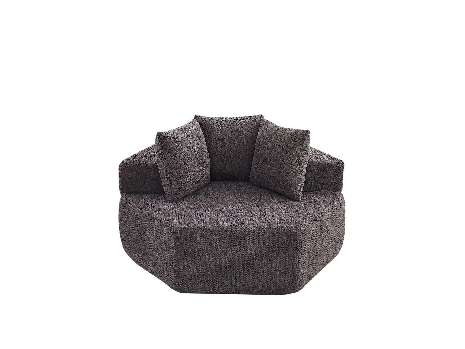 Fauteuil simple hexagonaux en chenille avec coussins - Gris