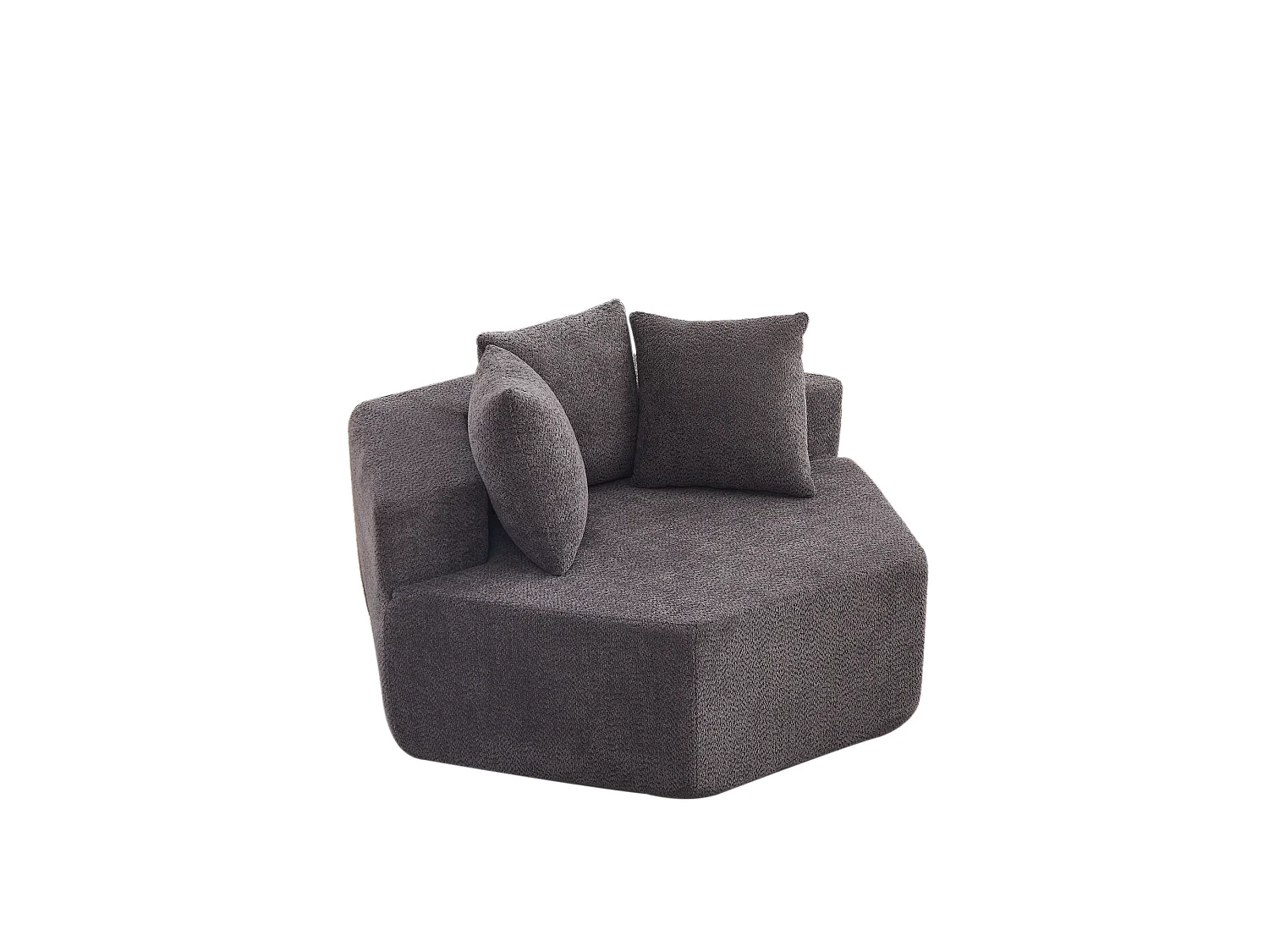 Fauteuil simple hexagonaux en chenille avec coussins - Gris