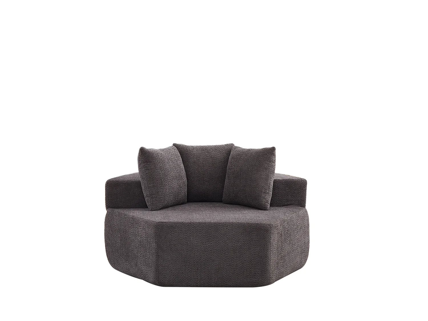 Fauteuil simple hexagonaux en chenille avec coussins - Gris