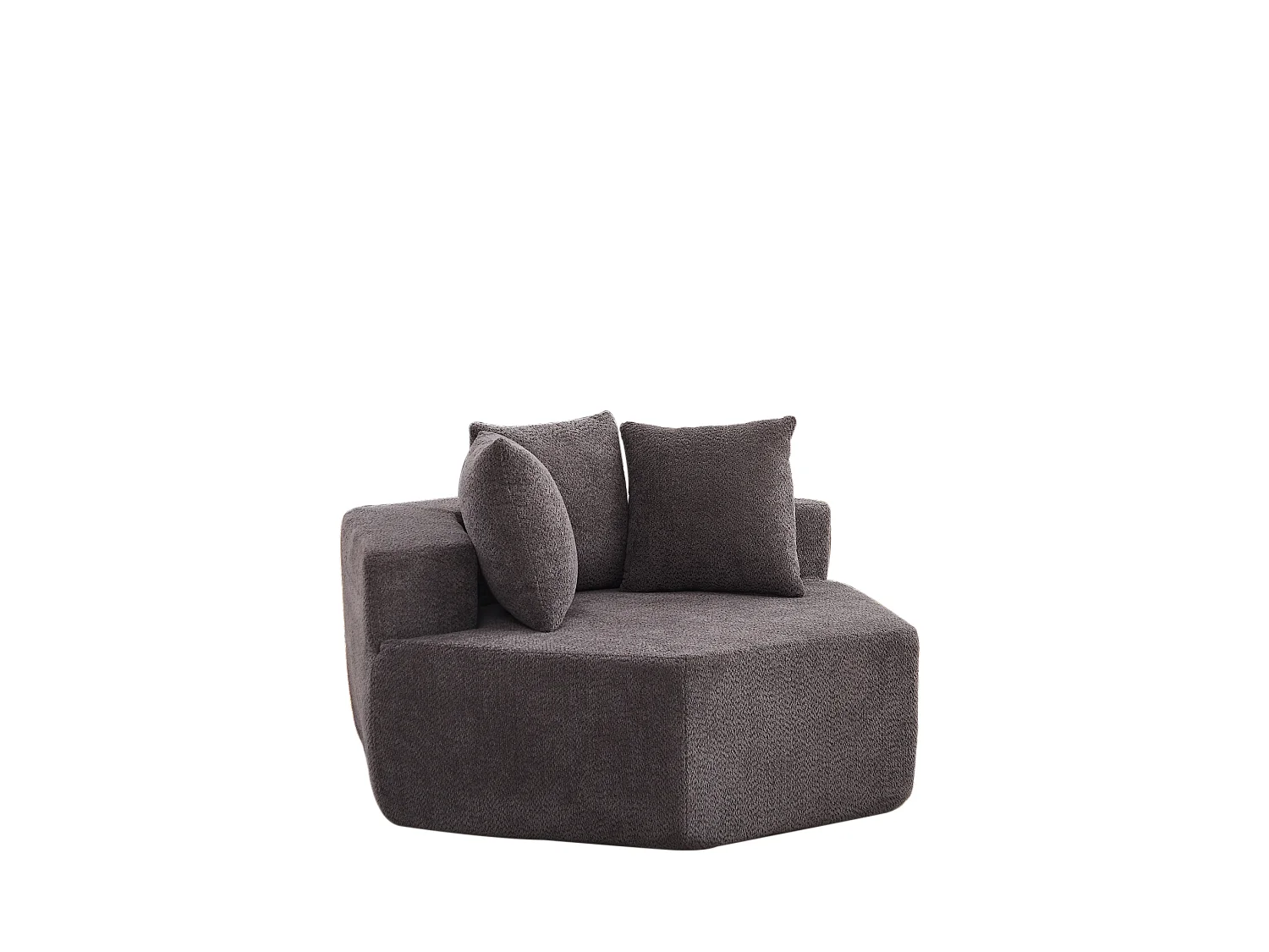 Fauteuil simple hexagonaux en chenille avec coussins - Gris